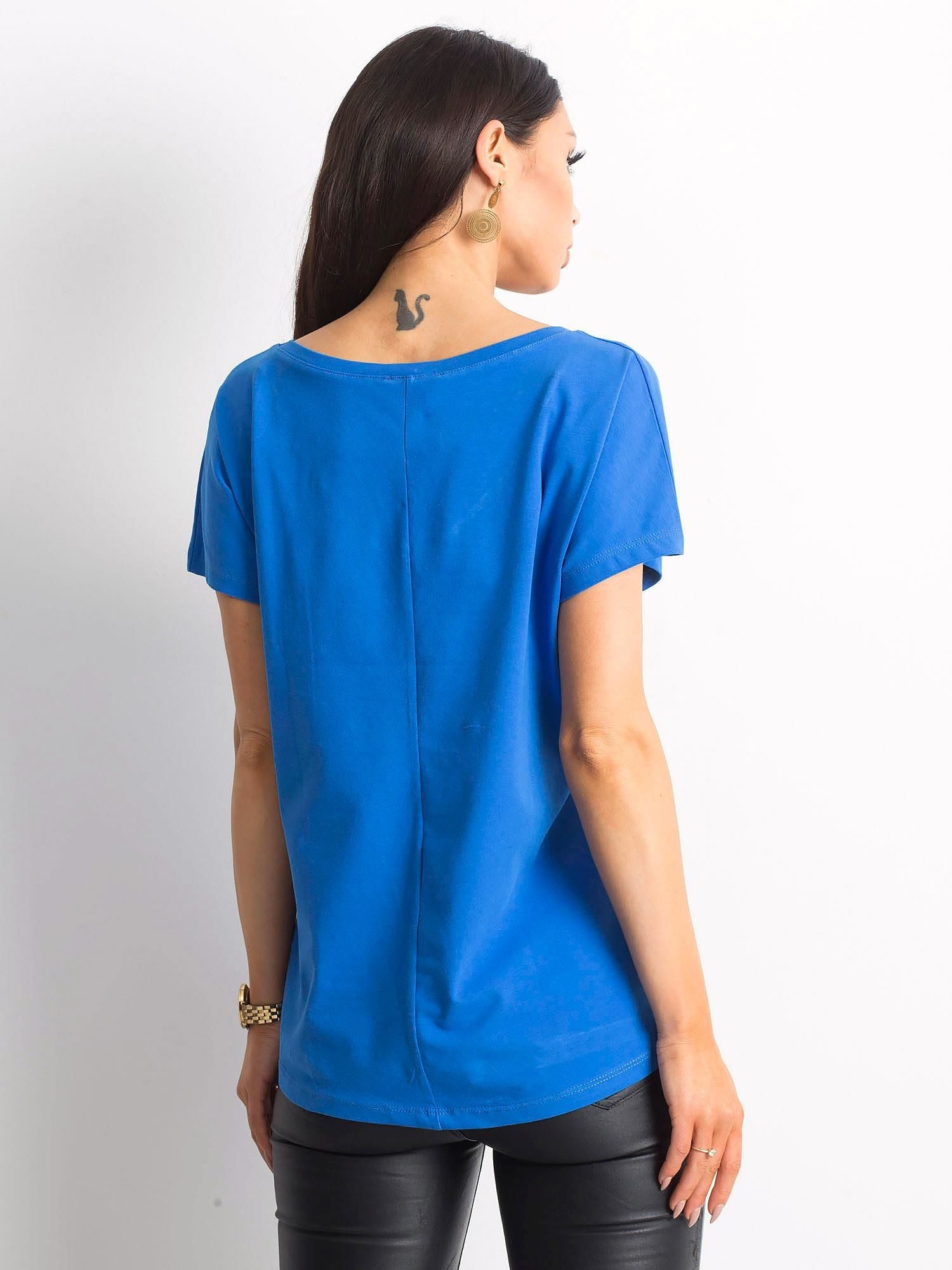 Bawełniany t-shirt V-neck ciemnoniebieski