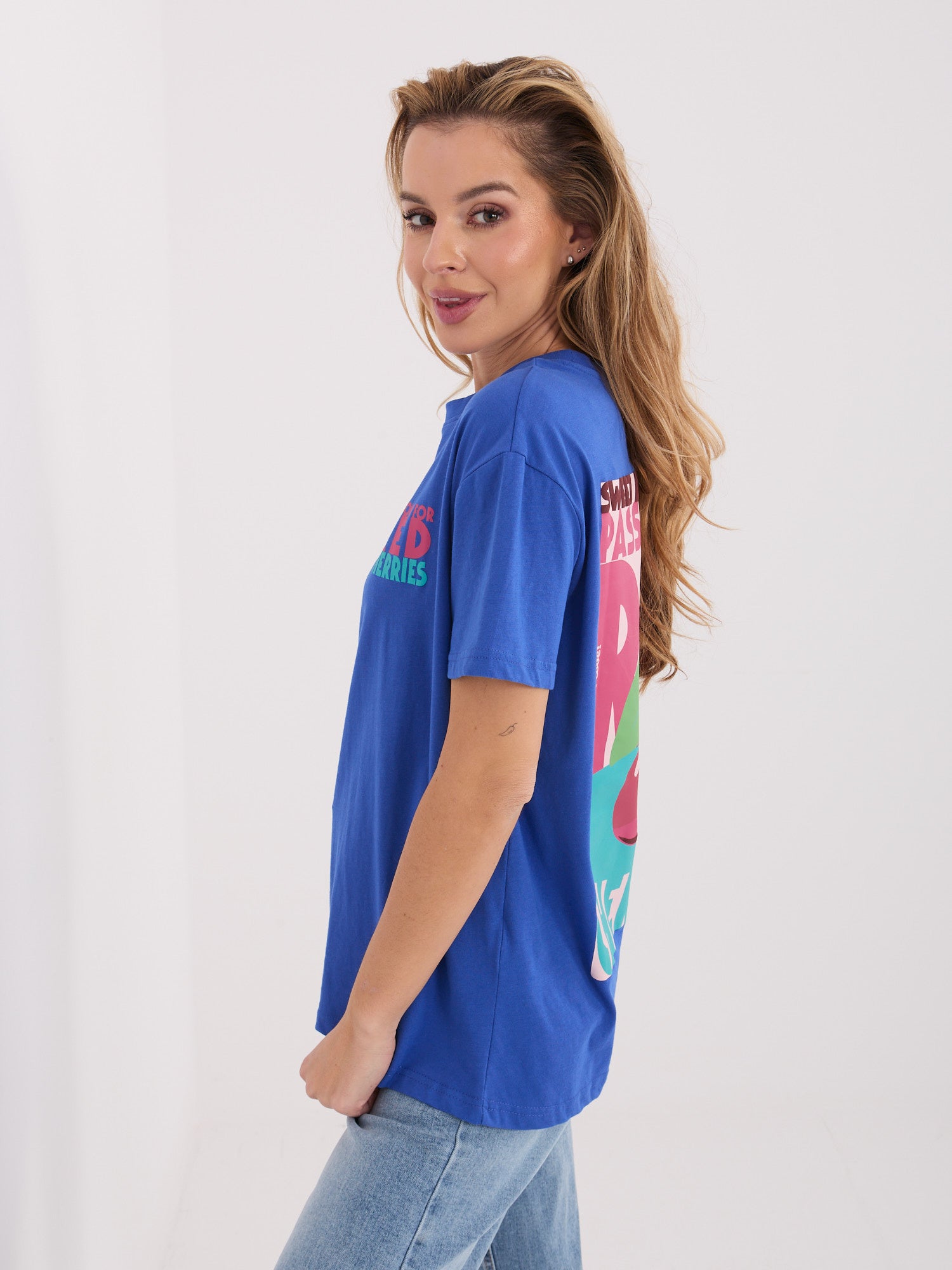 SUBLEVEL Ciemnoniebieski t-shirt z napisami