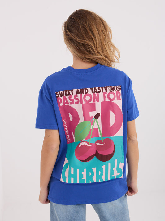 SUBLEVEL Ciemnoniebieski t-shirt z napisami