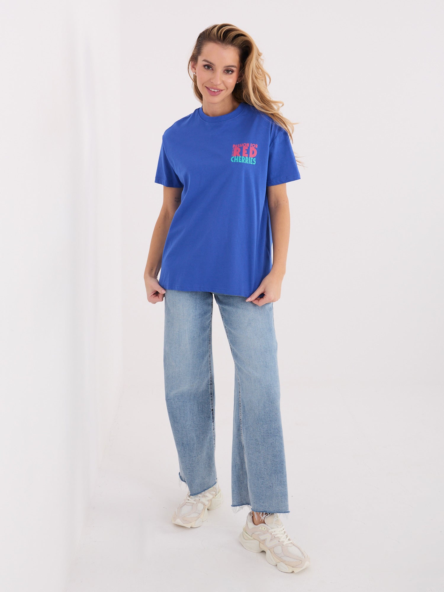 SUBLEVEL Ciemnoniebieski t-shirt z napisami