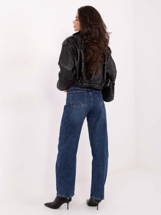 Ciemnoniebieskie damskie jeansy baloon