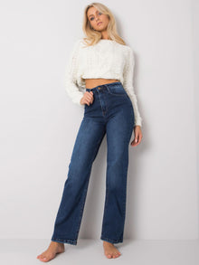 Ciemnoniebieskie proste jeansy damskie