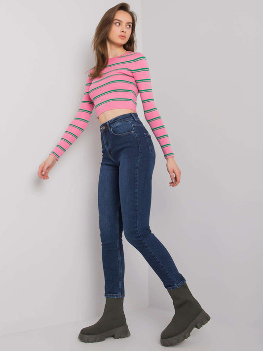 Ciemnoniebieskie proste jeansy damskie