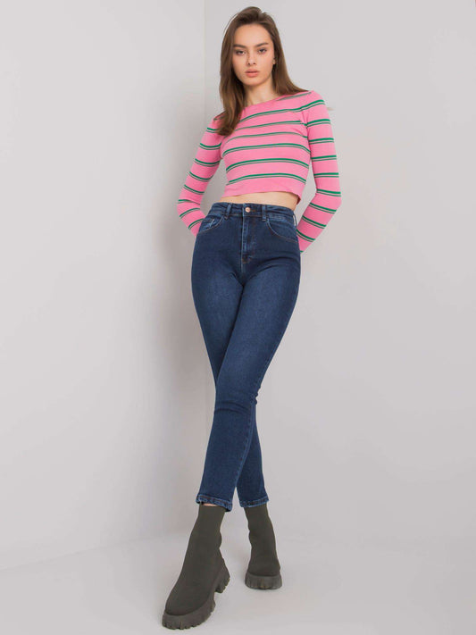 Ciemnoniebieskie proste jeansy damskie