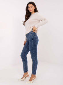 Ciemnoniebieskie jeansy skinny z wysokim stanem