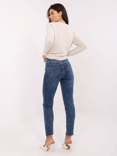 Ciemnoniebieskie jeansy skinny z wysokim stanem