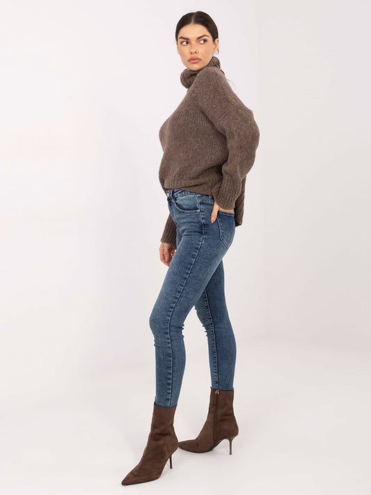 Ciemnoniebieskie damskie jeansy skinny fit