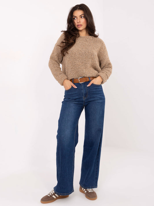 Ciemnoniebieskie damskie jeansy straight leg