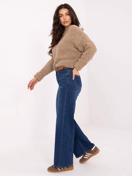 Ciemnoniebieskie damskie jeansy straight leg