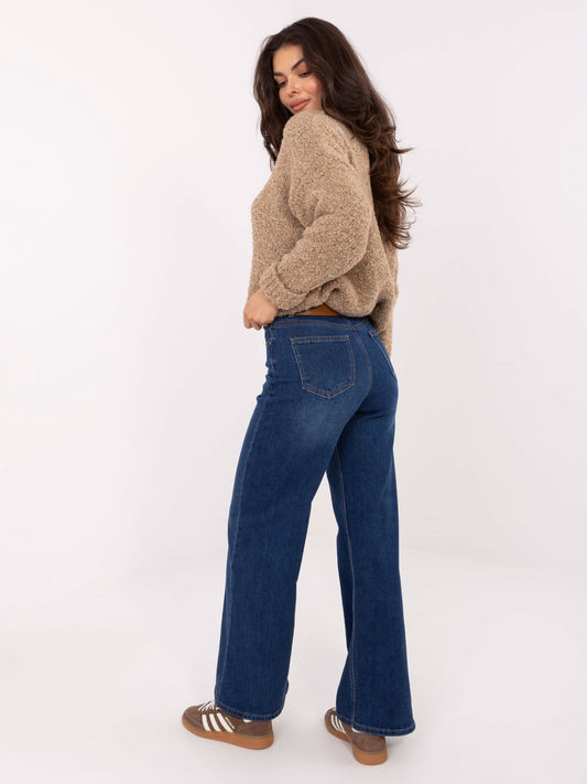 Ciemnoniebieskie damskie jeansy straight leg