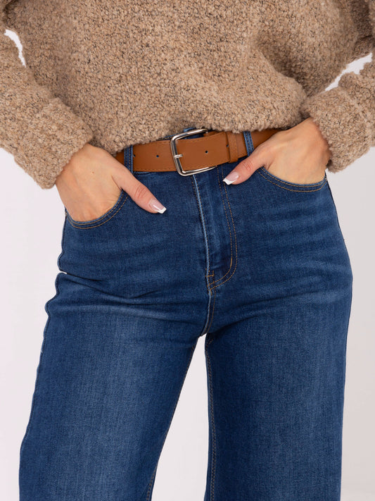 Ciemnoniebieskie damskie jeansy straight leg