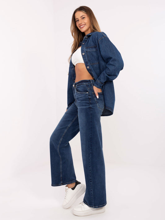 SUBLEVEL Ciemnoniebieskie jeansy wide leg