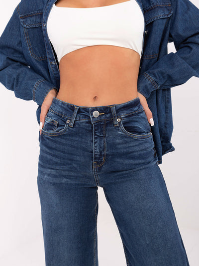 SUBLEVEL Ciemnoniebieskie jeansy wide leg