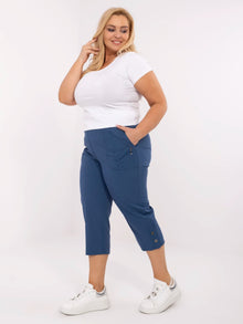 Ciemnoniebieskie spodnie plus size z nogawką 3/4