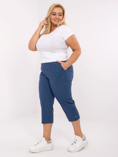 Ciemnoniebieskie spodnie plus size z nogawką 3/4