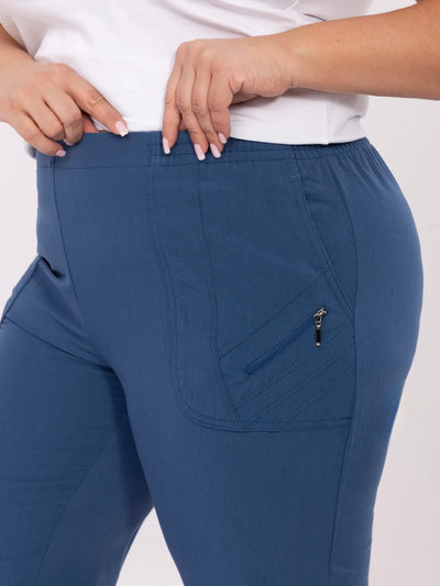 Ciemnoniebieskie spodnie plus size z nogawką 3/4
