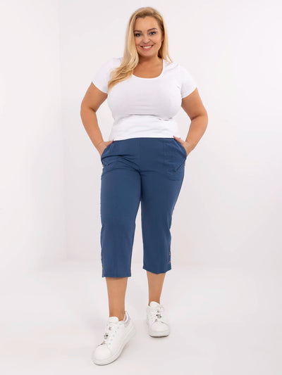 Ciemnoniebieskie spodnie plus size z nogawką 3/4