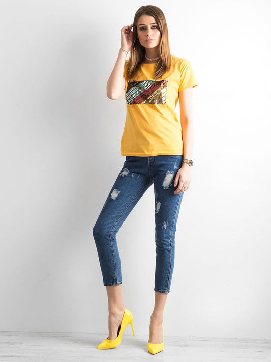 Spodnie ankle jeans z przetarciami ciemnoniebieskie