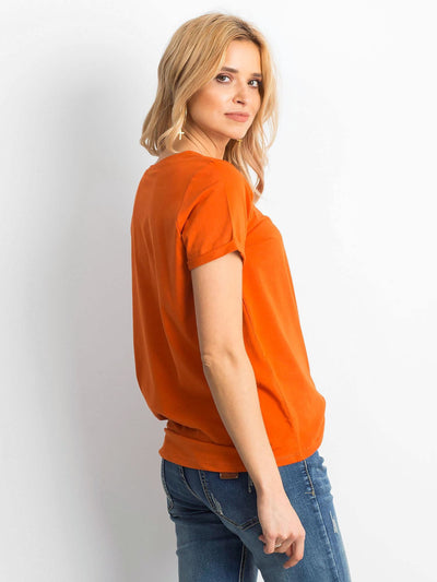 Bawełniany t-shirt damski basic ciemnopomarańczowy