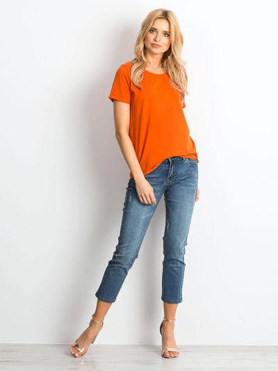 Bawełniany t-shirt damski basic ciemnopomarańczowy