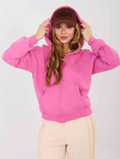 NATURAL SIDE Ciemnoróżowa rozpinana bluza z haftem