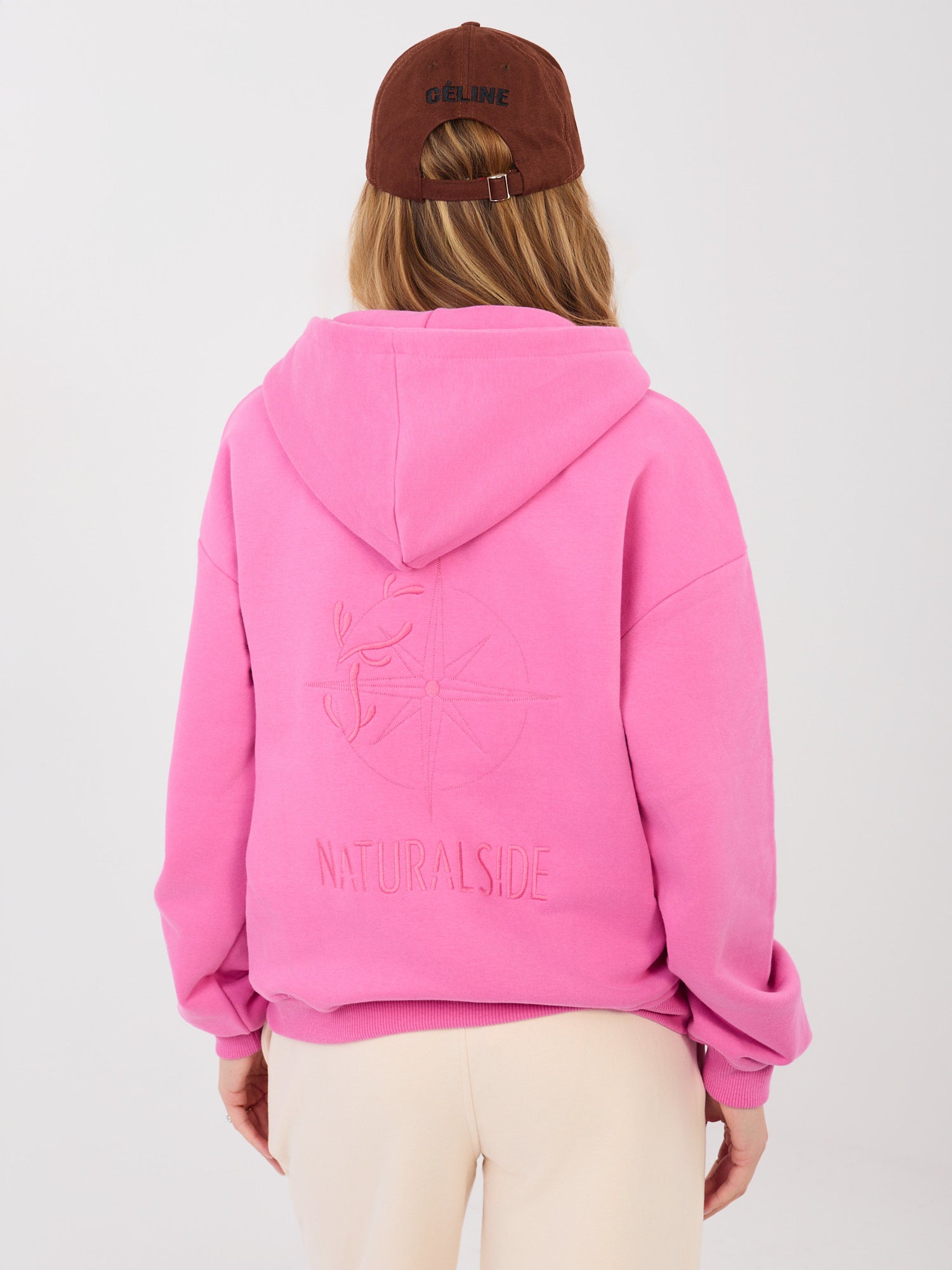 NATURAL SIDE Ciemnoróżowa rozpinana bluza z haftem