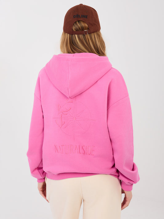 NATURAL SIDE Ciemnoróżowa rozpinana bluza z haftem