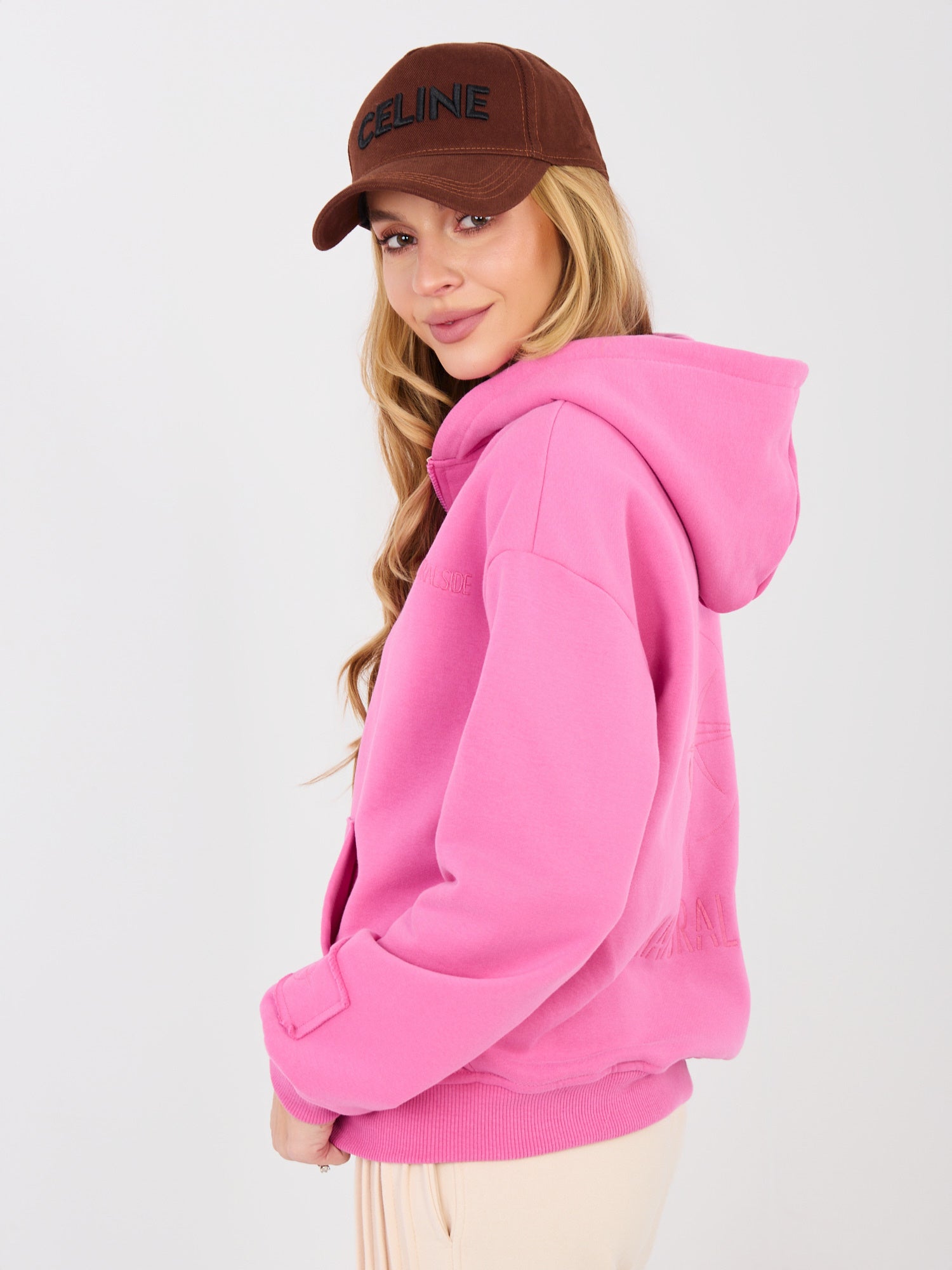 NATURAL SIDE Ciemnoróżowa rozpinana bluza z haftem