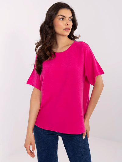 Ciemnoróżowy sweter oversize z wiskozą