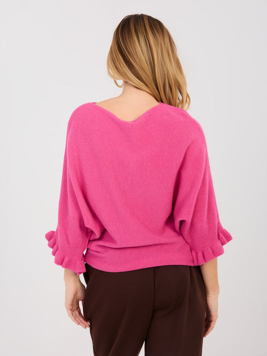 Ciemnoróżowy sweter oversize z domieszką alpaki