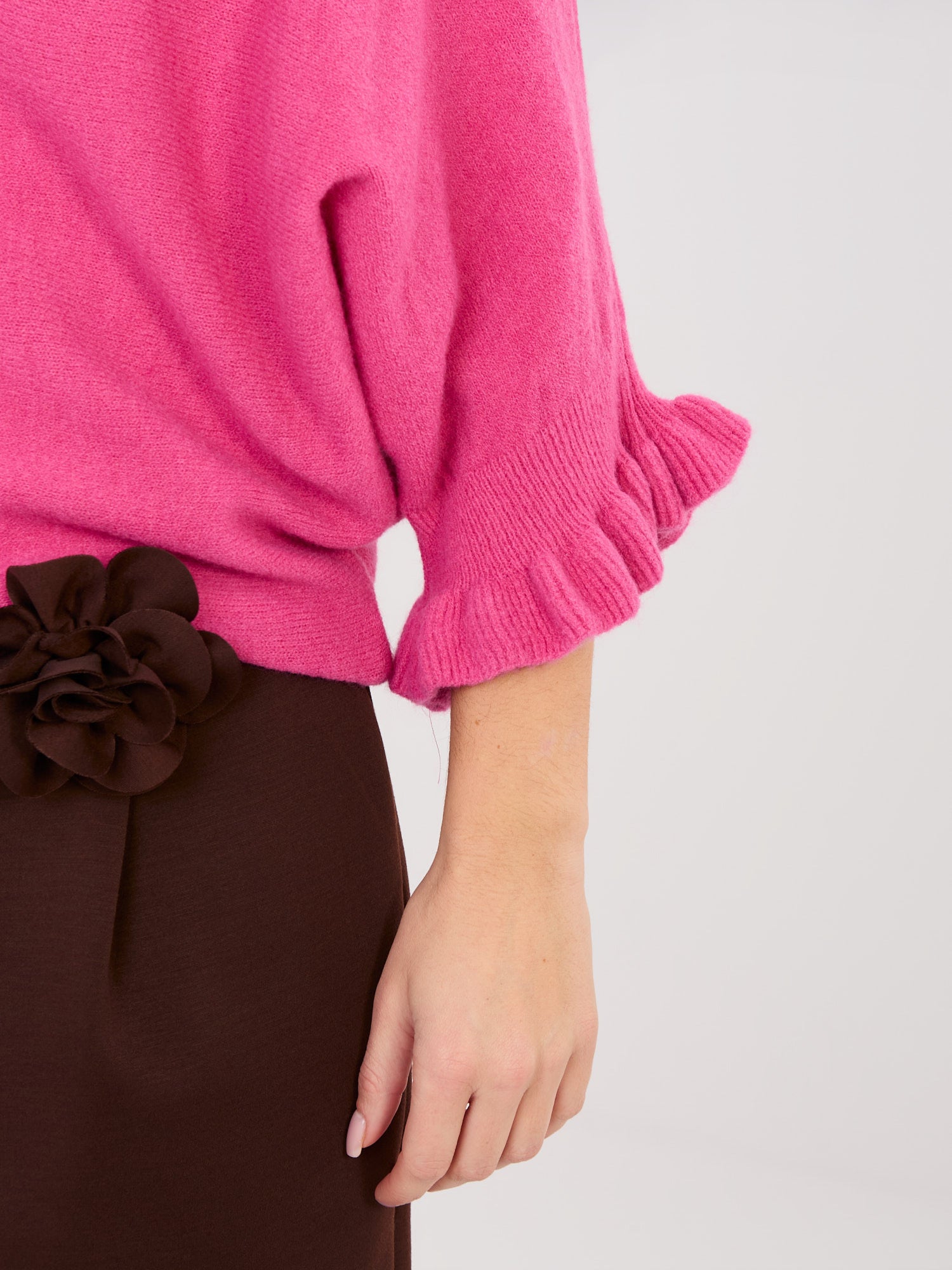 Ciemnoróżowy sweter oversize z domieszką alpaki