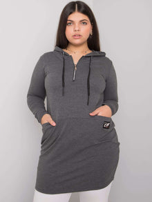 Ciemnoszara damska tunika plus size z kieszeniami