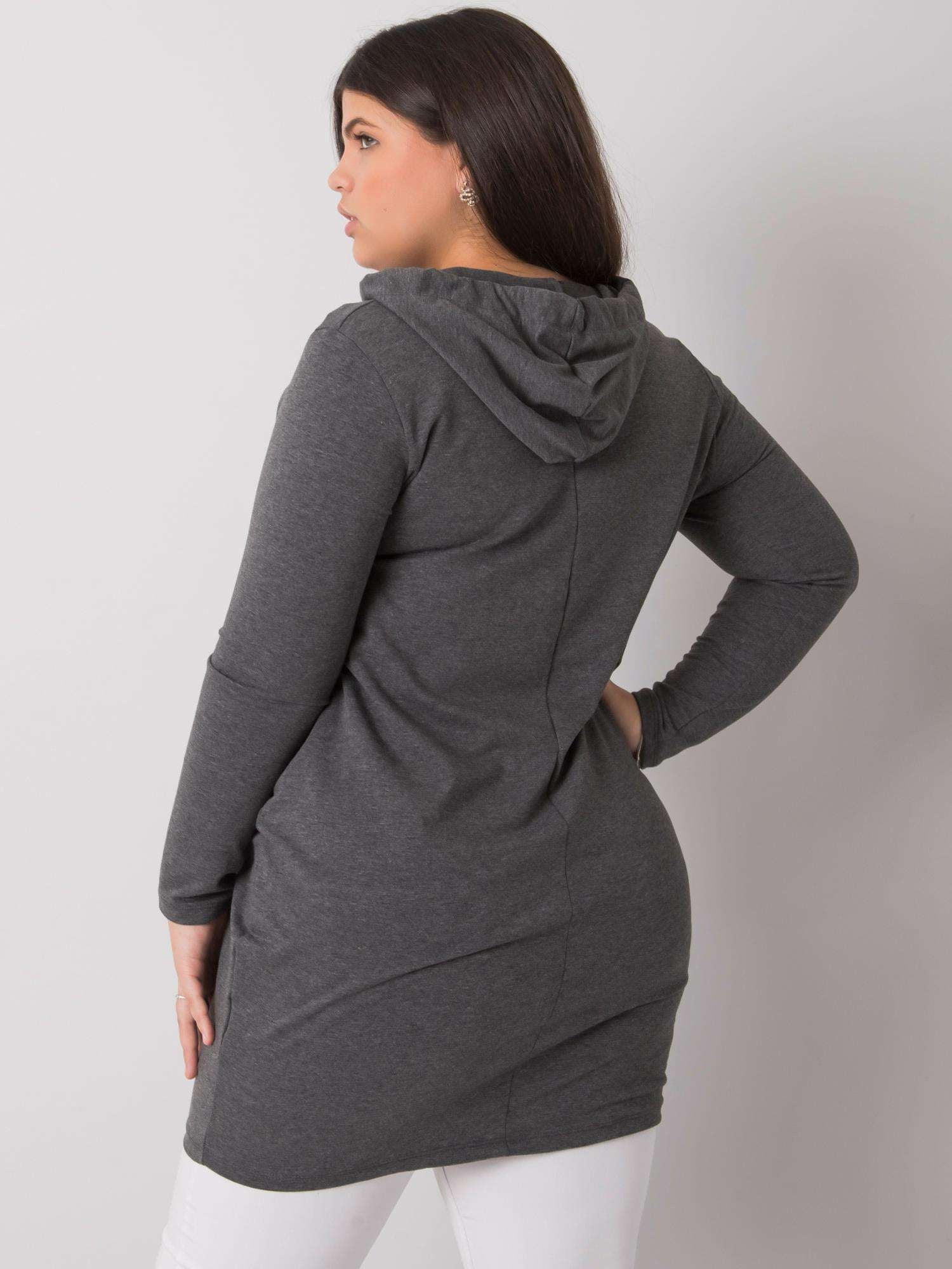 Ciemnoszara damska tunika plus size z kieszeniami