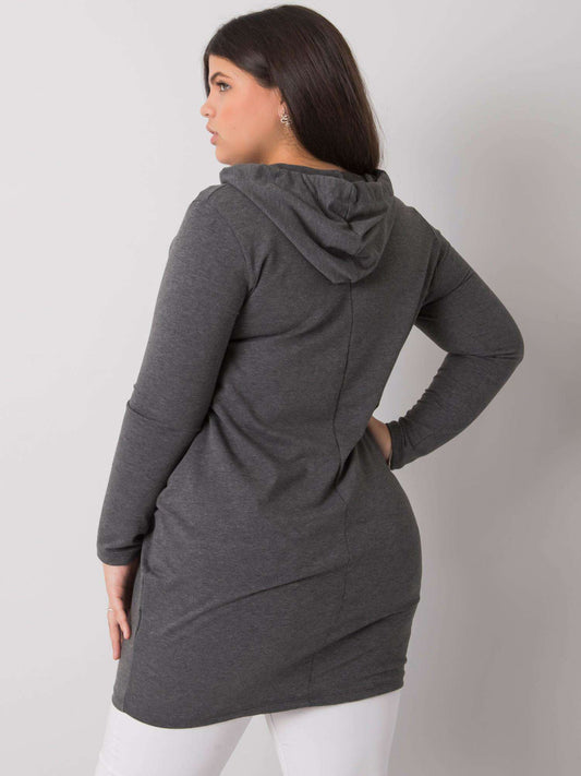 Ciemnoszara damska tunika plus size z kieszeniami