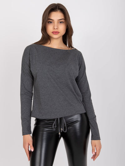 Ciemnoszara bluzka basic z długim rękawem