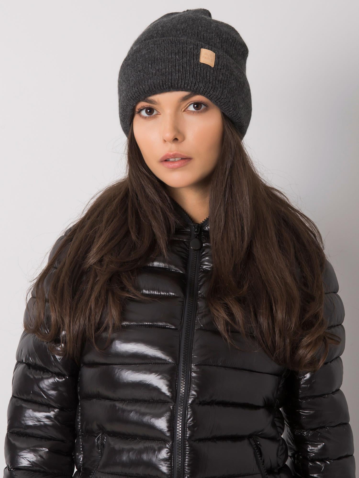 Ciemnoszara damska czapka beanie