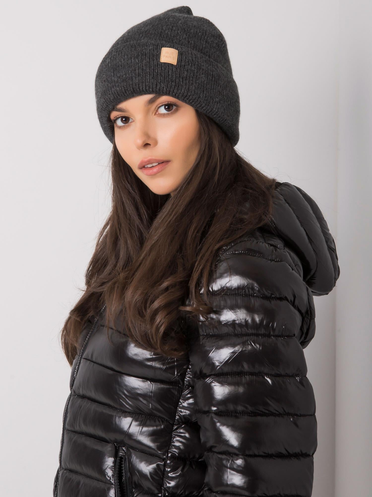 Ciemnoszara damska czapka beanie