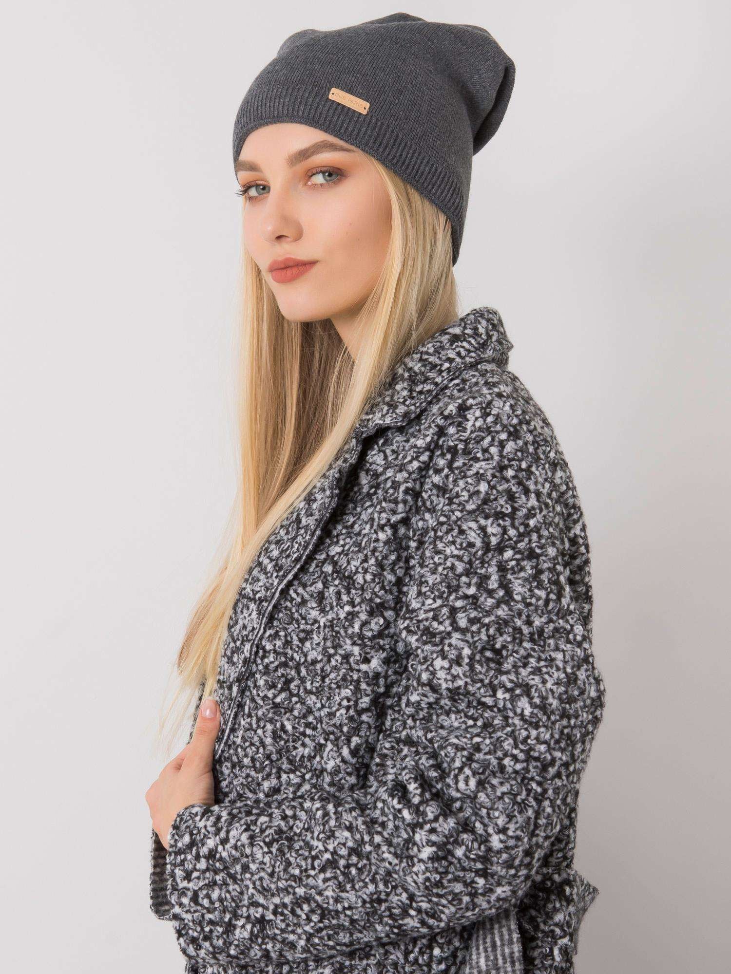 RUE PARIS Ciemnoszara czapka beanie damska