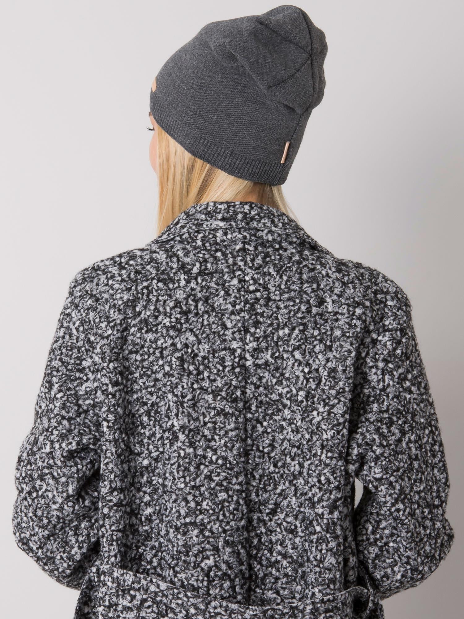RUE PARIS Ciemnoszara czapka beanie damska