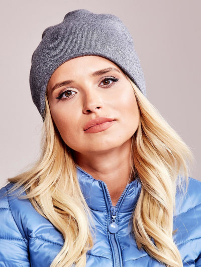Czapka beanie z błyszczącą nicią ciemnoszara