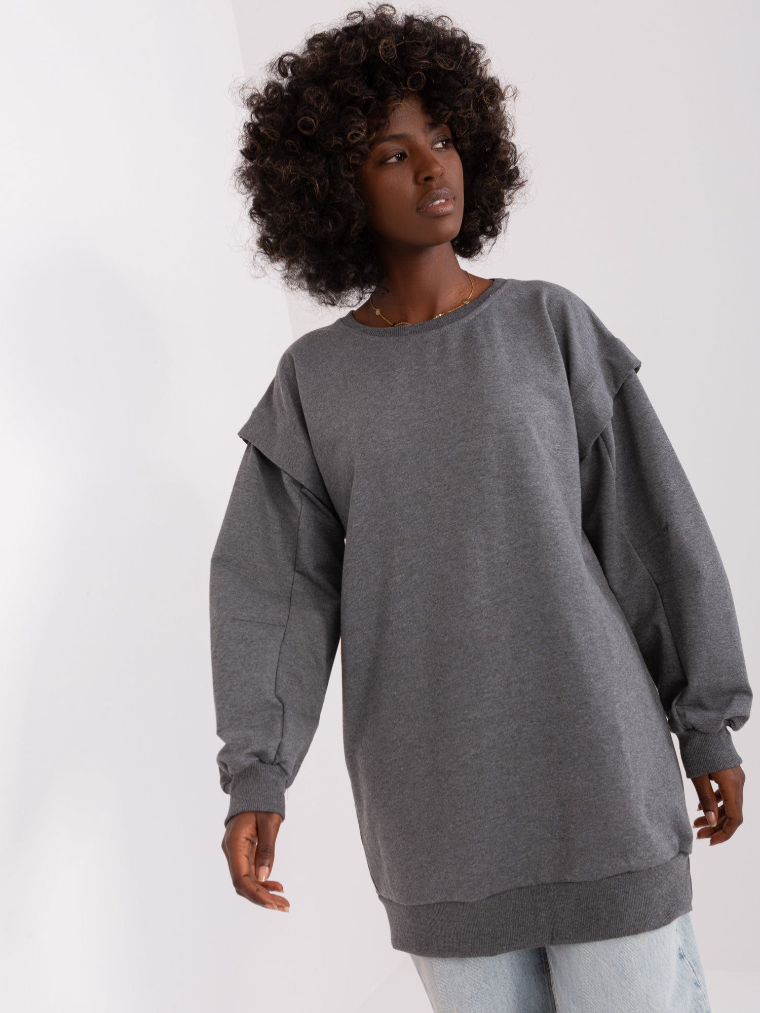 Ciemnoszara długa bluza o kroju oversize