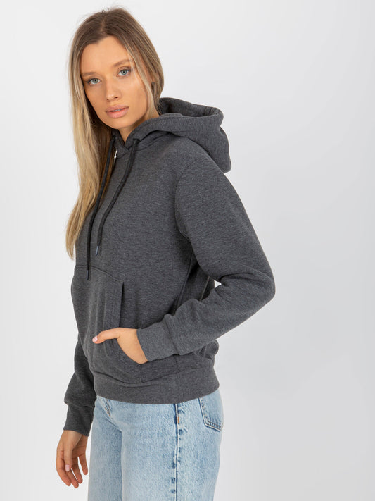 Ciemnoszara dresowa bluza basic kangurka RUE PARIS