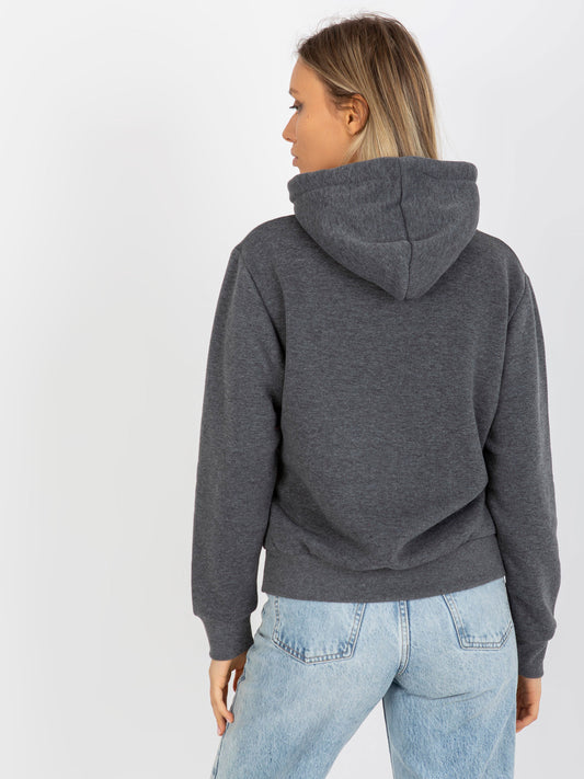 Ciemnoszara dresowa bluza basic kangurka RUE PARIS