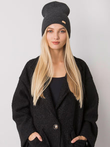 RUE PARIS Ciemnoszara czapka beanie z dzianiny