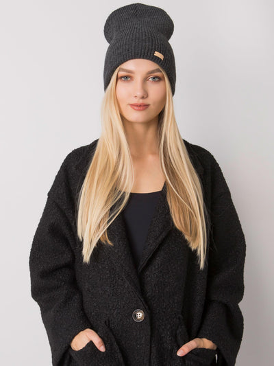 RUE PARIS Ciemnoszara czapka beanie z dzianiny