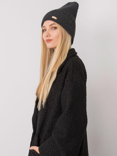 RUE PARIS Ciemnoszara czapka beanie z dzianiny