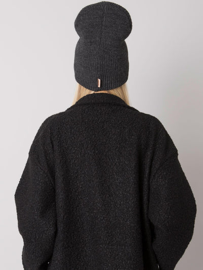 RUE PARIS Ciemnoszara czapka beanie z dzianiny