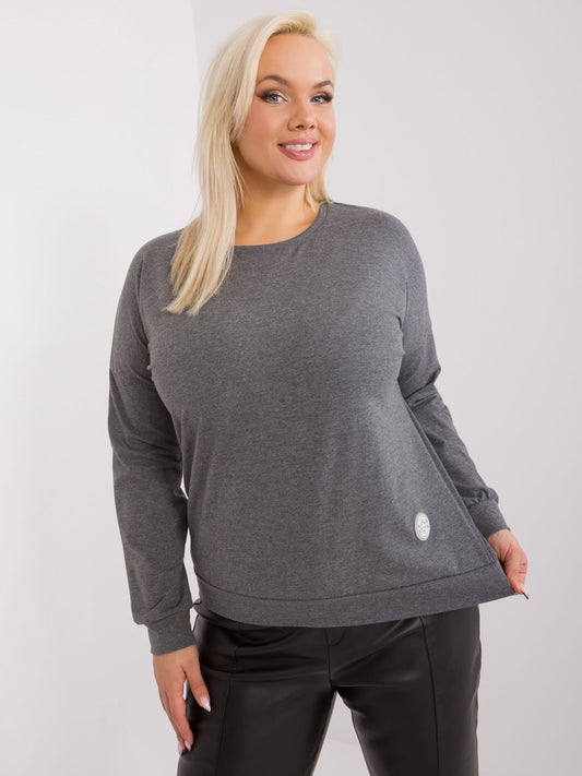 Ciemnoszara melanżowa bluzka plus size z bawełny