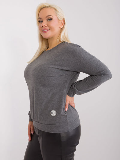 Ciemnoszara melanżowa bluzka plus size z bawełny