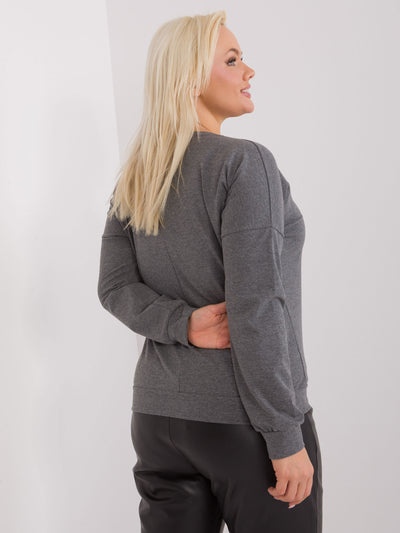 Ciemnoszara melanżowa bluzka plus size z bawełny